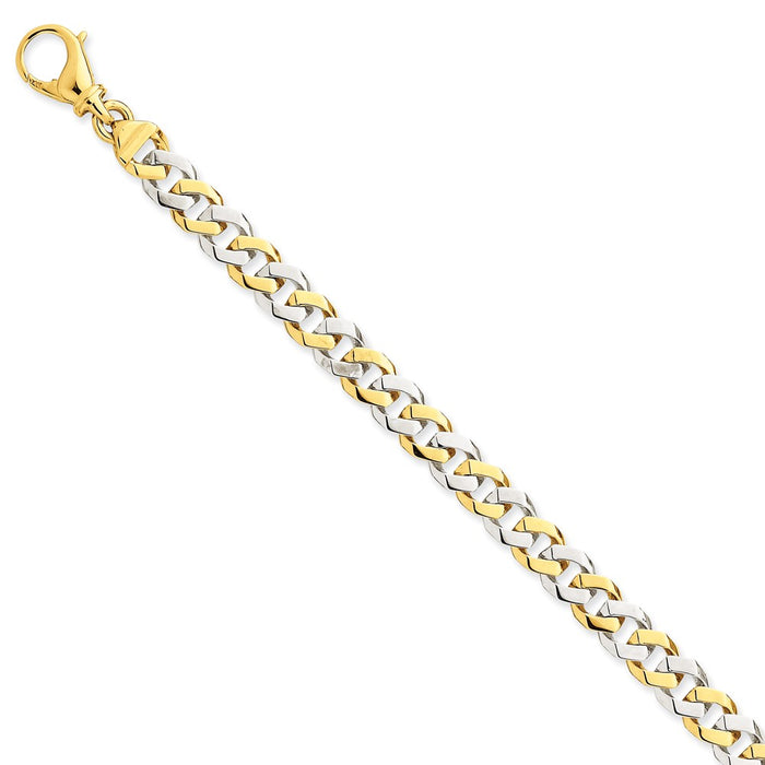 Million Charms 14k Two-tone 8mm Hand-polished Fancy Link Bracelet, Chain Length: 8 inches