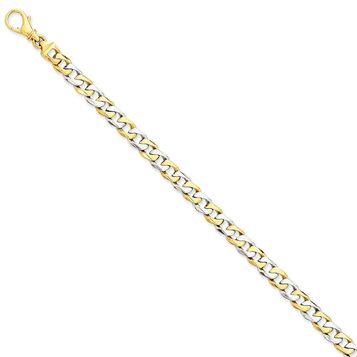 Million Charms 14k Two-tone 6.85mm Polished Fancy Link Bracelet, Chain Length: 8 inches