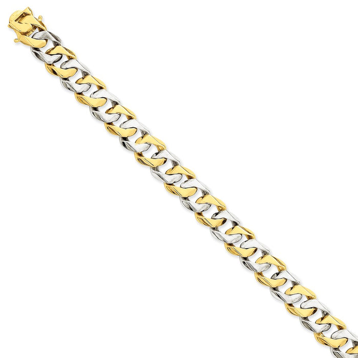 Million Charms 14K Two-tone 11.2mm Hand-polished Fancy Link Bracelet, Chain Length: 8.5 inches