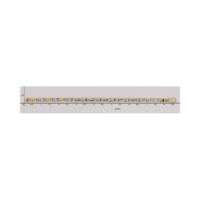 Million Charms 14K Two-tone 5.5mm Polished Fancy Link Bracelet, Chain Length: 8.5 inches