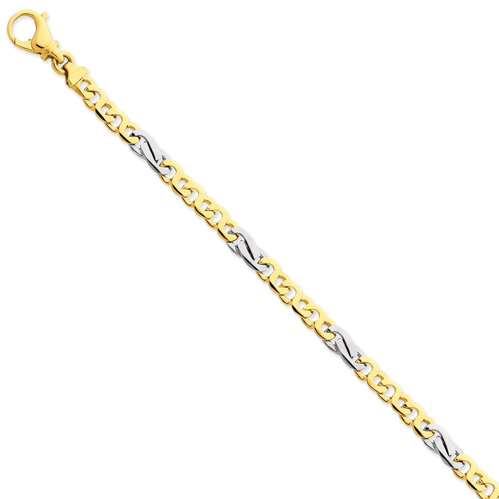 Million Charms 14K Two-tone 5.8mm Polished Fancy Link Bracelet, Chain Length: 8 inches
