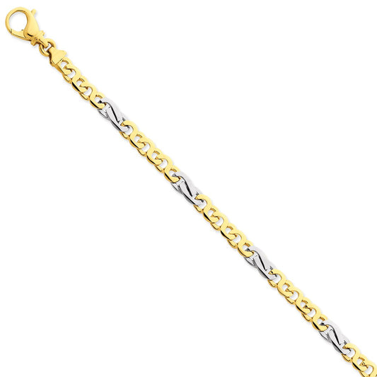 Million Charms 14K Two-tone 5.8mm Polished Fancy Link Bracelet, Chain Length: 8 inches