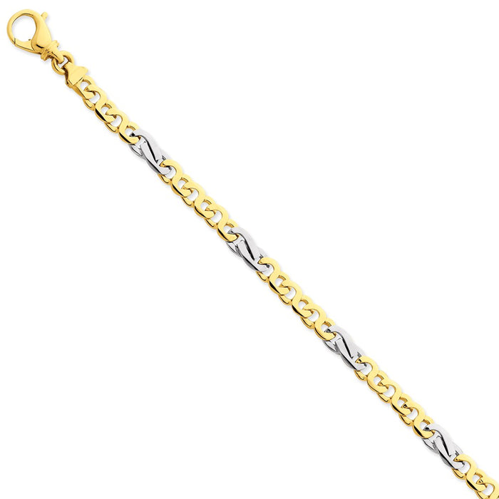 Million Charms 14K Two-tone 5.8mm Polished Fancy Link Bracelet, Chain Length: 8 inches