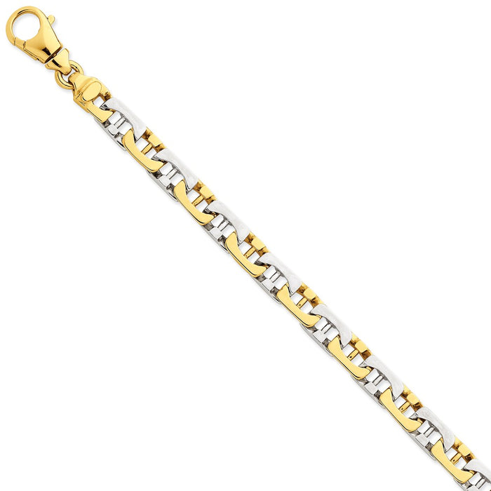 Million Charms 14K Two-tone 8.2mm Hand-polished Fancy Link Bracelet, Chain Length: 8.5 inches