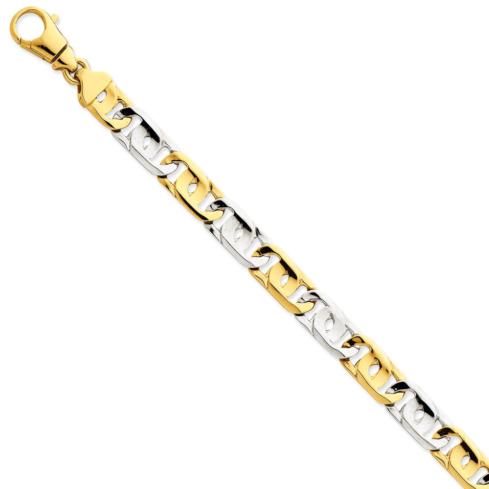 Million Charms 14k Two-tone 10mm Polished Fancy Link Bracelet, Chain Length: 8.5 inches