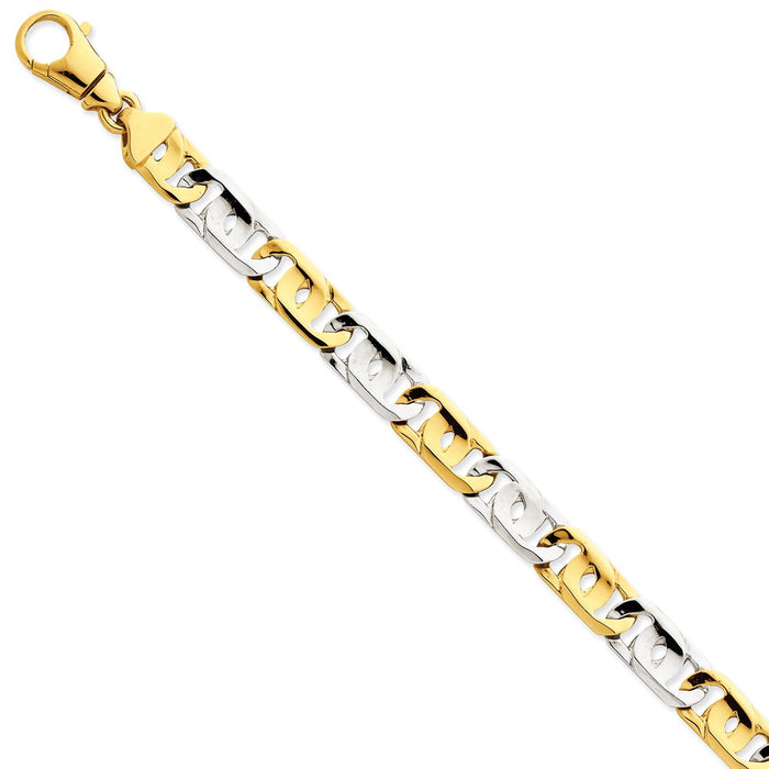 Million Charms 14k Two-tone 10mm Polished Fancy Link Bracelet, Chain Length: 8.5 inches
