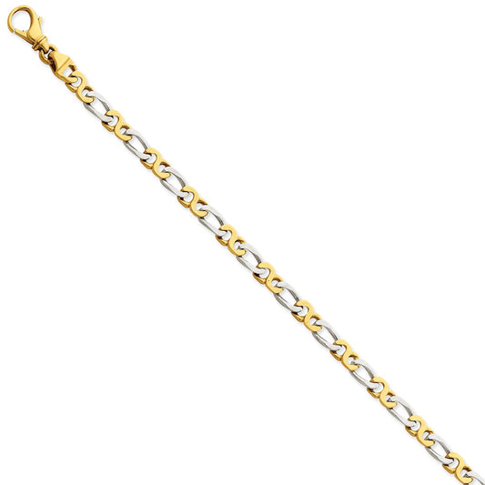 Million Charms 14k Two-tone 4.8mm Polished Fancy Link Bracelet, Chain Length: 7 inches