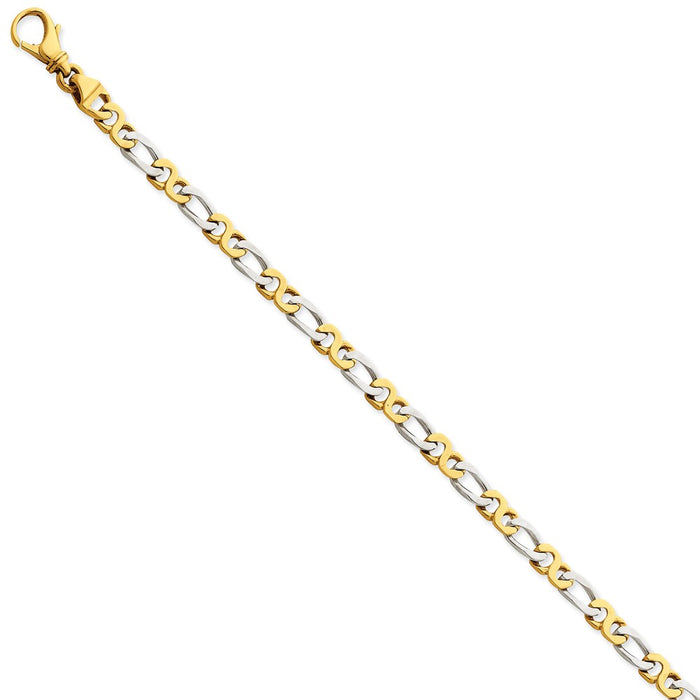 Million Charms 14k Two-tone 4.8mm Polished Fancy Link Bracelet, Chain Length: 7 inches