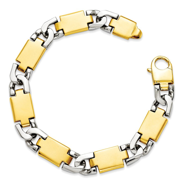 Million Charms 14k Two-tone Polished Gold Fancy Link Bracelet, Chain Length: 9 inches
