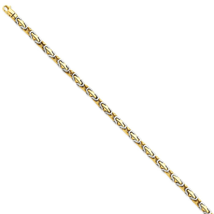 Million Charms 14k Two-tone 4.2mm Hand-polished Fancy Link Bracelet, Chain Length: 8 inches