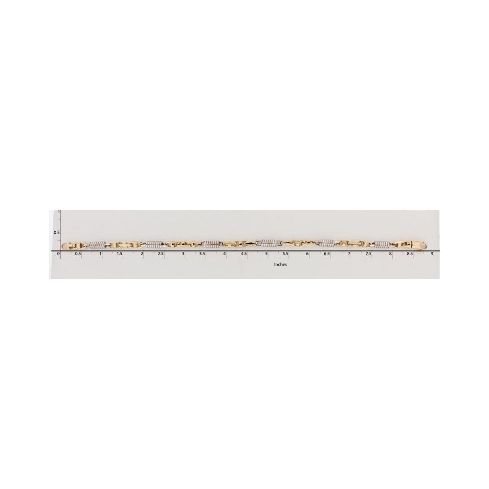 Million Charms 14K Two-tone 4.6mm Hand-polished Fancy Link Bracelet, Chain Length: 8.75 inches