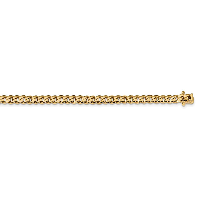 Million Charms 14k Yellow Gold 5.7mm Hand-polished Miami Cuban Chain, Chain Length: 8 inches