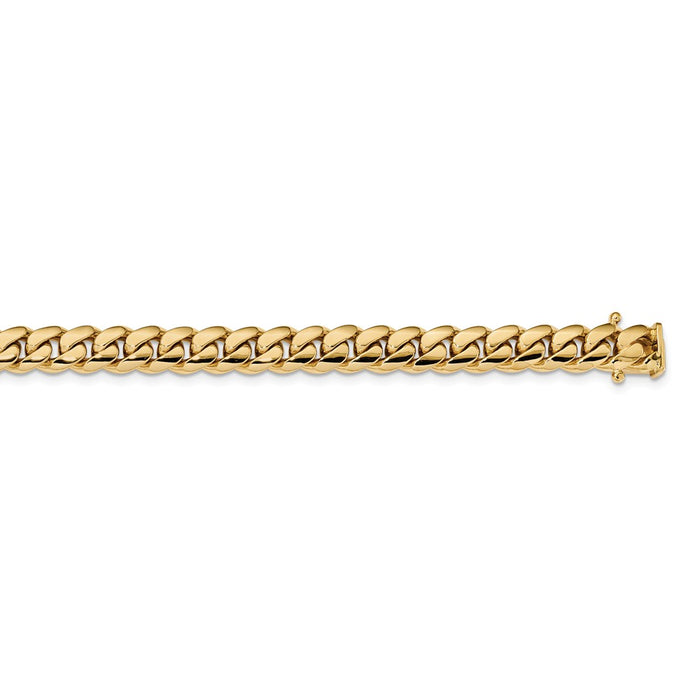 Million Charms 14k Yellow Gold 8.7mm Hand-polished Miami Cuban Chain Link Bracelet, Chain Length: 8.25 inches