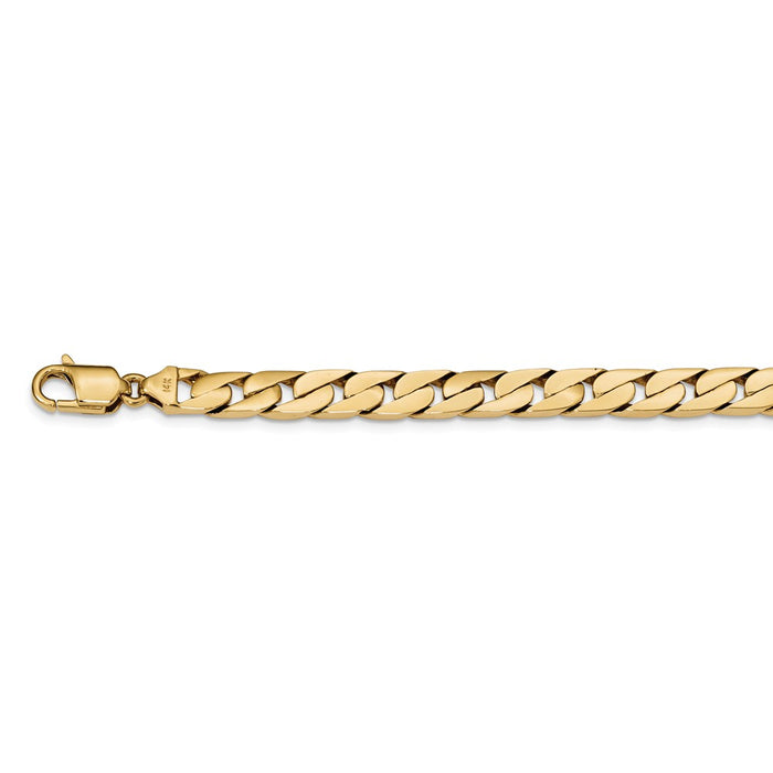 Million Charms 14k Yellow Gold 8.00mm Hand-polished Long Link Half Round Curb Chain, Chain Length: 8 inches