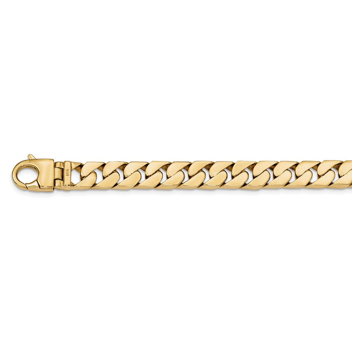 Million Charms 14k Yellow Gold 10.20mm Hand-polished Long Link Half Round Curb Chain, Chain Length: 8.25 inches