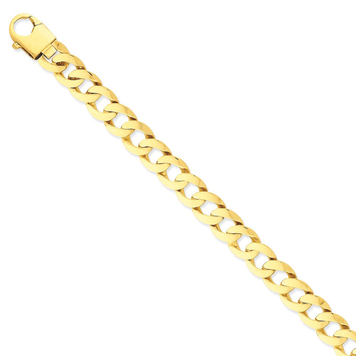 Million Charms 14k Yellow Gold 11mm Polished Fancy Curb Link Bracelet, Chain Length: 8.25 inches