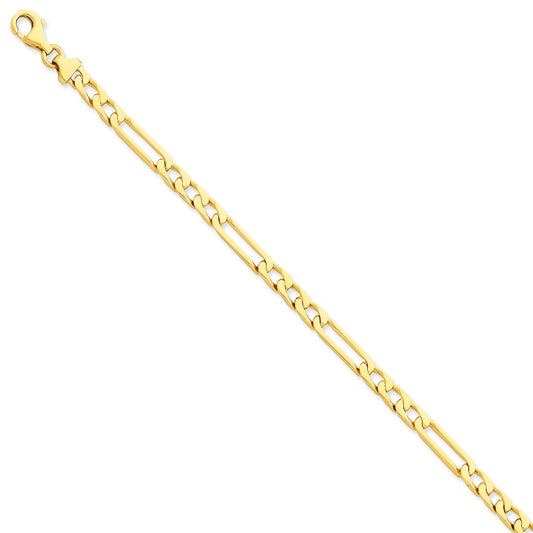 Million Charms 14k Yellow Gold 5mm Polished Figaro Link Bracelet, Chain Length: 7 inches