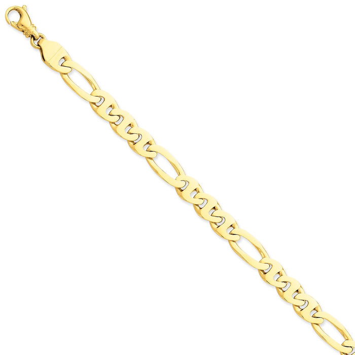 Million Charms 14k Yellow Gold 8.75mm Polished Fancy Figaro Link Bracelet, Chain Length: 8.25 inches