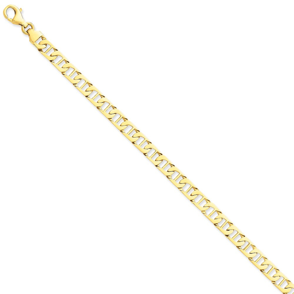 Million Charms 14k Yellow Gold 6.5mm Hand-polished Fancy Anchor Link Bracelet, Chain Length: 7 inches