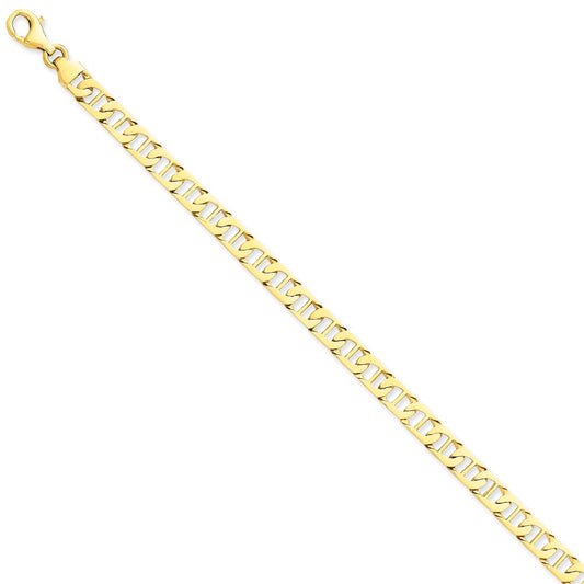 Million Charms 14k Yellow Gold 6.5mm Hand-polished Fancy Anchor Link Bracelet, Chain Length: 8 inches