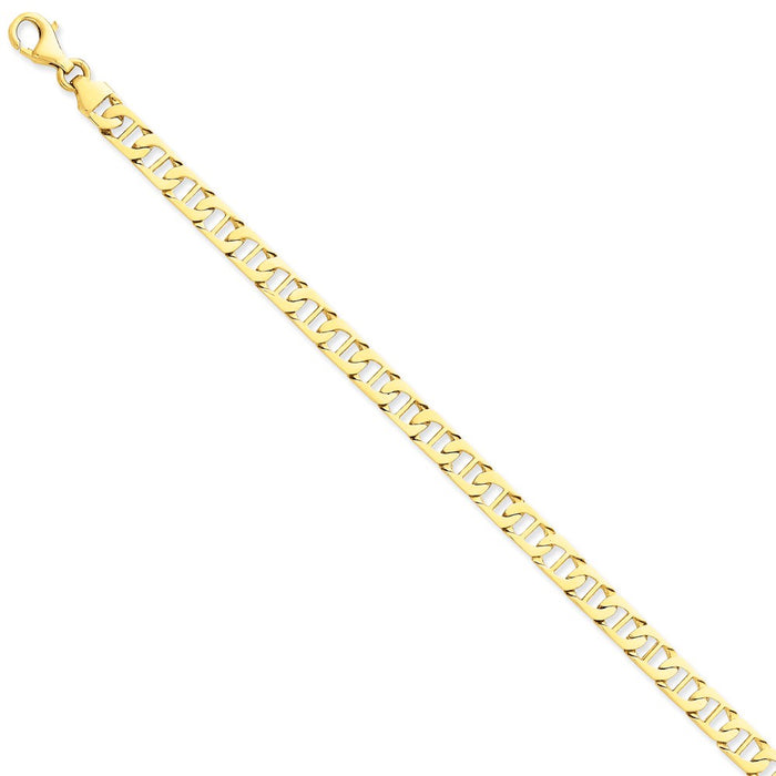 Million Charms 14k Yellow Gold 6.5mm Hand-polished Fancy Anchor Link Bracelet, Chain Length: 8 inches