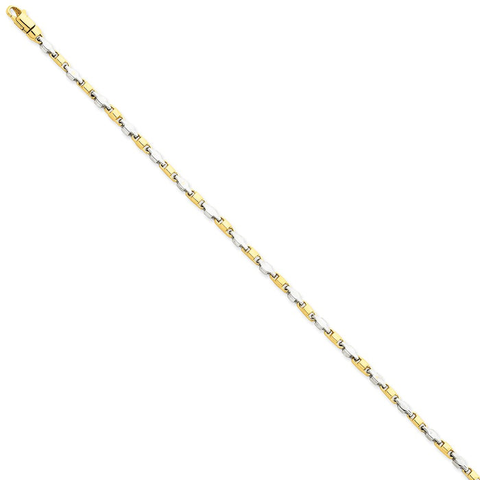 Million Charms 14k Two-tone 2.5mm Hand-polished Fancy Link Bracelet, Chain Length: 7 inches