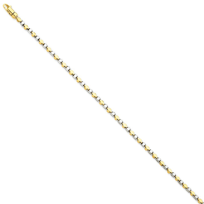 Million Charms 14k Two-tone 2.6mm Hand-polished Fancy Link Bracelet, Chain Length: 8 inches