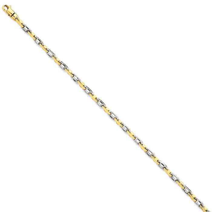 Million Charms 14k Two-tone 3.5mm Fancy Link Chain, Chain Length: 7.25 inches