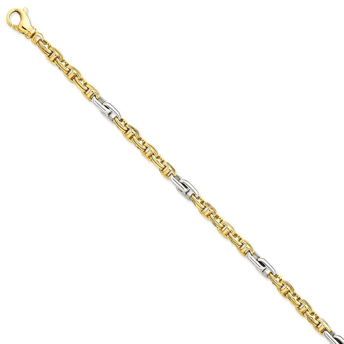 Million Charms 14k Two-tone 5.8mm Hand-polished Fancy Link Bracelet, Chain Length: 8.5 inches