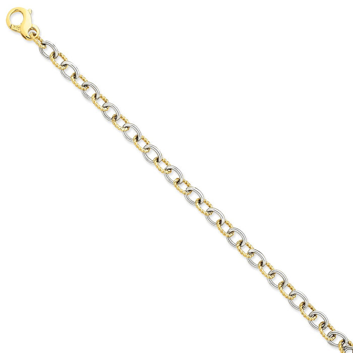 Million Charms 14k Two-tone 6.5mm Fancy Link Chain, Chain Length: 8.5 inches
