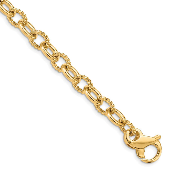 Million Charms 14k Yellow Gold 7.8mm Hand-polished Fancy Link Bracelet, Chain Length: 8.5 inches