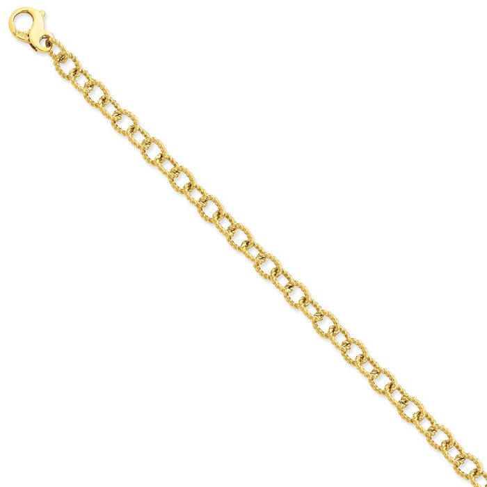 Million Charms 14k Yellow Gold 6.5mm Polished Hand-polished Fancy Link Bracelet, Chain Length: 8.5 inches
