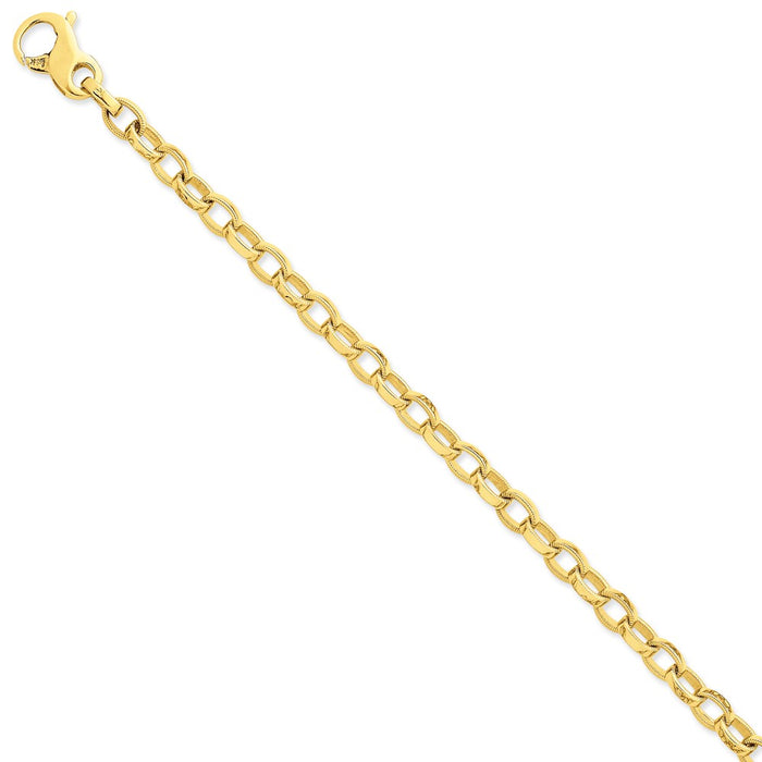 Million Charms 14k Yellow Gold 6.2mm Hand-polished Fancy Link Bracelet, Chain Length: 8.5 inches