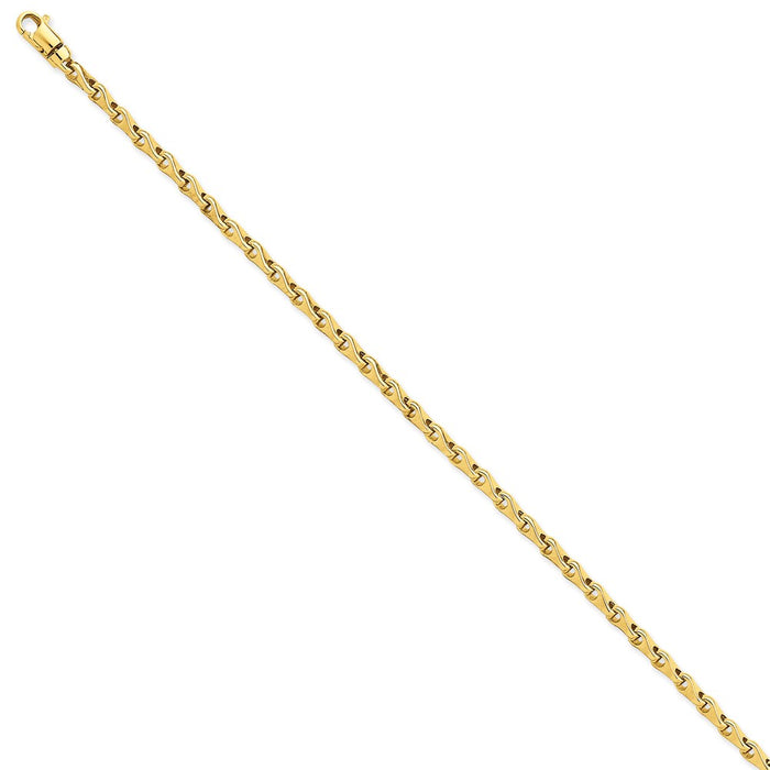 Million Charms 14k Yellow Gold 3.3mm Hand-polished Fancy Link Bracelet, Chain Length: 7 inches