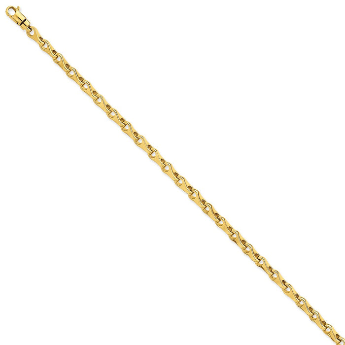 Million Charms 14k Yellow Gold 3.9mm Hand-polished Fancy Link Bracelet, Chain Length: 7.25 inches