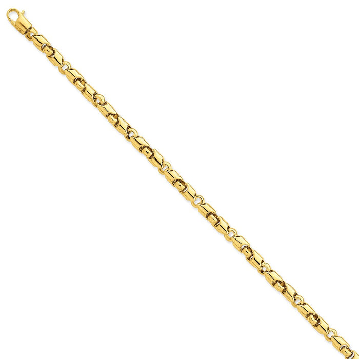 Million Charms 14k Yellow Gold 5mm Hand-polished Fancy Link Bracelet, Chain Length: 8 inches