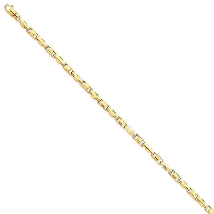 Million Charms 14k Yellow Gold 4mm Hand-polished Fancy Link Bracelet, Chain Length: 8 inches