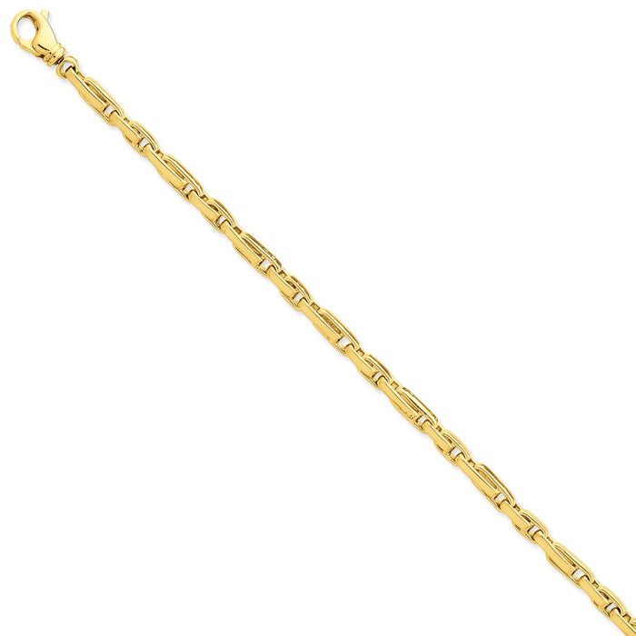 Million Charms 14k Yellow Gold 5mm Hand-polished Fancy Link Bracelet, Chain Length: 8.5 inches