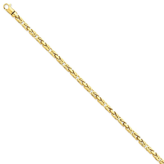 Million Charms 14k Yellow Gold 4.1mm Hand-polished Byzantine Link Bracelet, Chain Length: 8.5 inches