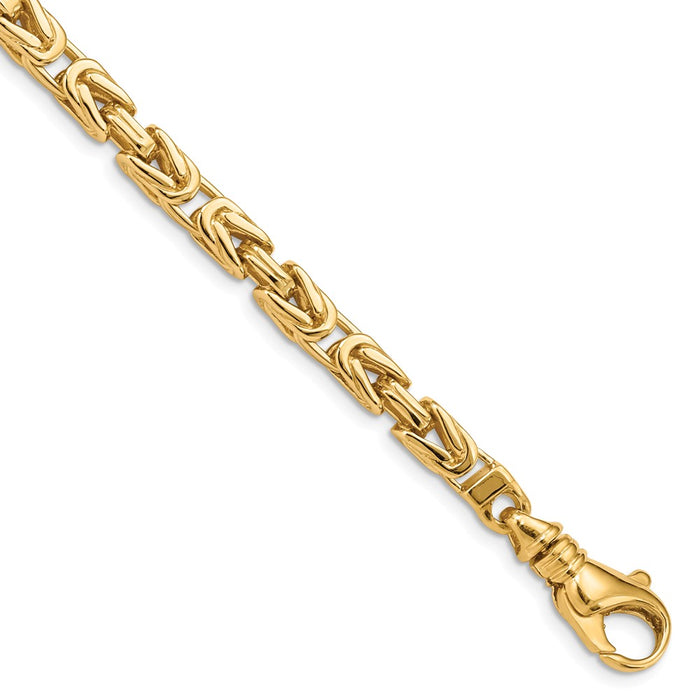 Million Charms 14k Yellow Gold 4.9mm Hand-polished Byzantine Link Bracelet, Chain Length: 8.75 inches