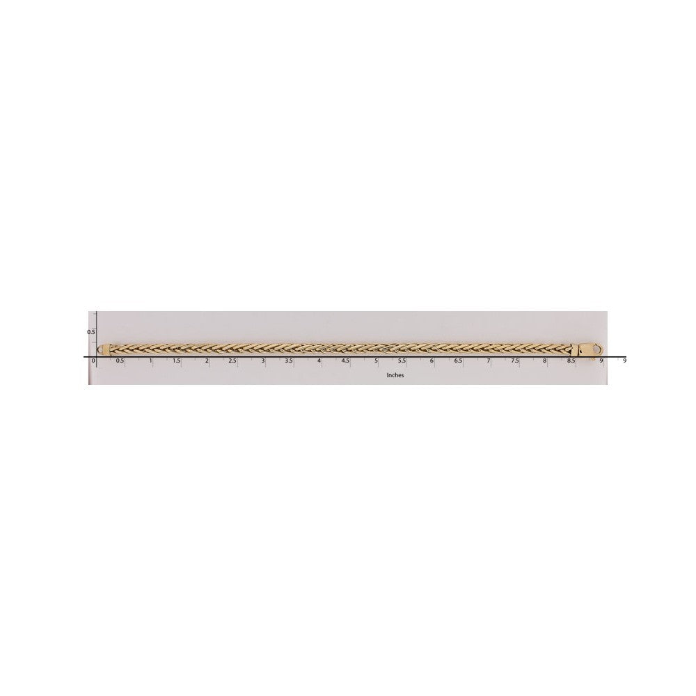 Million Charms 14k Yellow Gold 4.4mm Hand-polished Flat-Edged Woven Link Bracelet, Chain Length: 8.75 inches