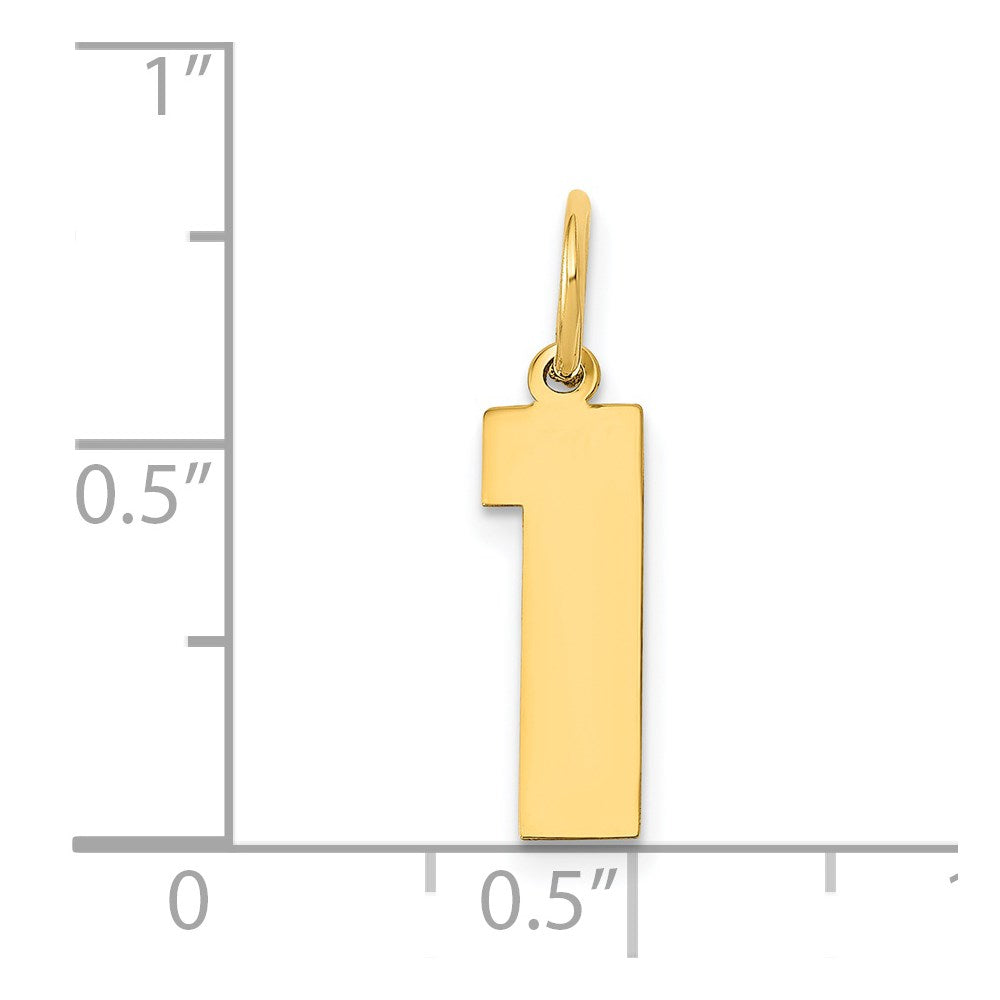 Million Charms 14K Yellow Gold Themed Medium Polished Number 1 Charm