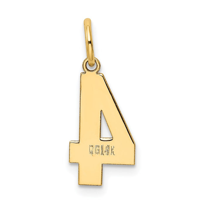 Million Charms 14K Yellow Gold Themed Medium Polished Number 4 Charm