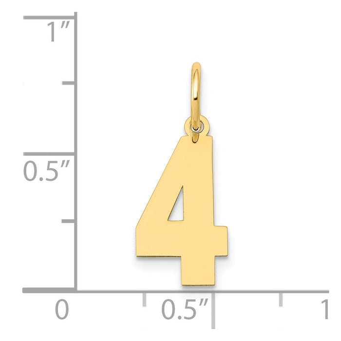Million Charms 14K Yellow Gold Themed Medium Polished Number 4 Charm