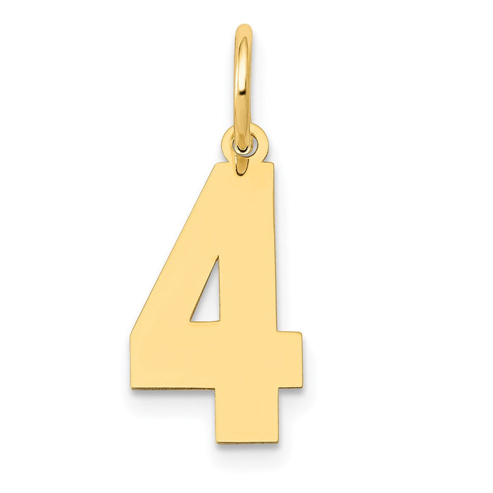 Million Charms 14K Yellow Gold Themed Medium Polished Number 4 Charm