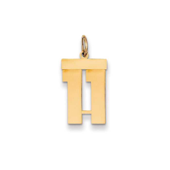 Million Charms 14K Yellow Gold Themed Medium Polished Number 11 Charm