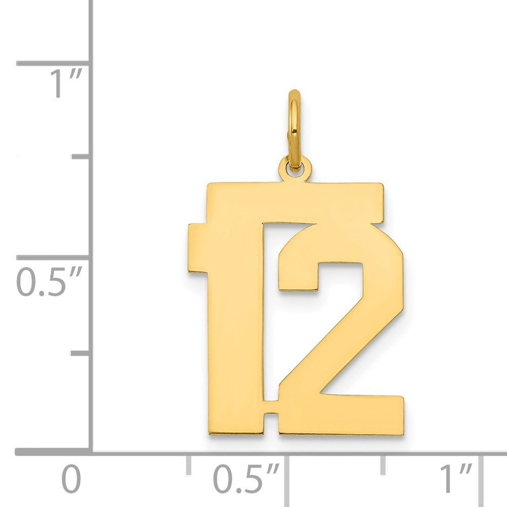 Million Charms 14K Yellow Gold Themed Medium Polished Number 12 Charm