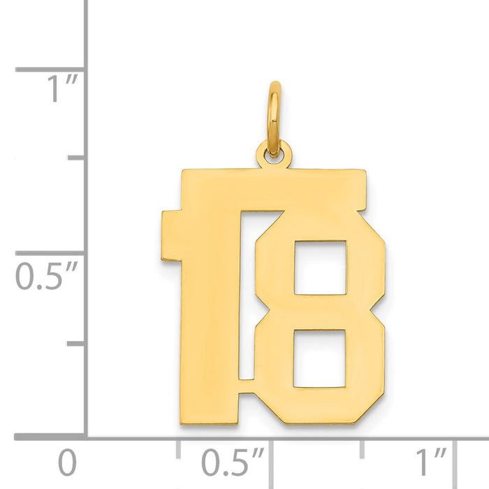 Million Charms 14K Yellow Gold Themed Medium Polished Number 18 Charm