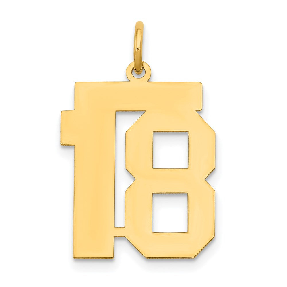 Million Charms 14K Yellow Gold Themed Medium Polished Number 18 Charm