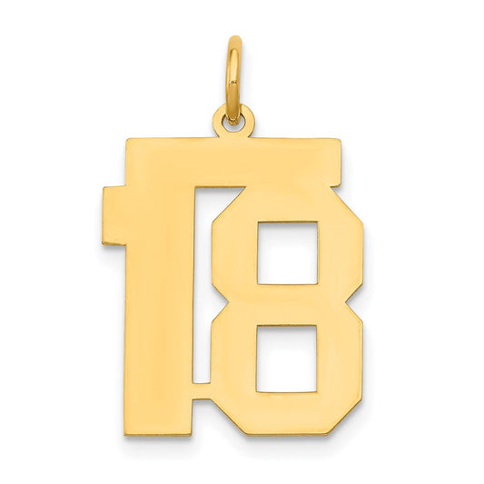 Million Charms 14K Yellow Gold Themed Medium Polished Number 18 Charm